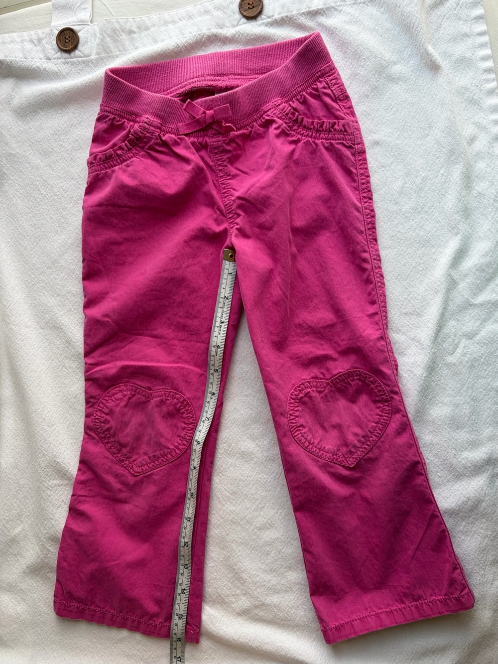 Jumping Beans Girls Pink Heart Knee Patch Lightweight Pull-On Pants